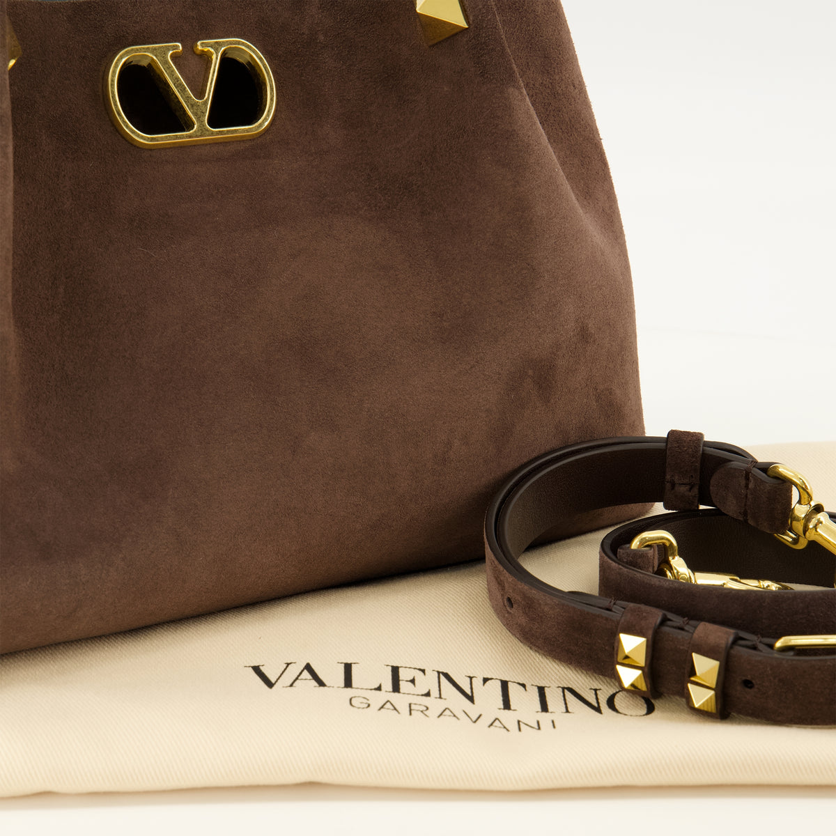 Sacs cabas Piccola Borsa Tote in Pelle Scamosciata Marrone Valentino Garavani Marron Femme