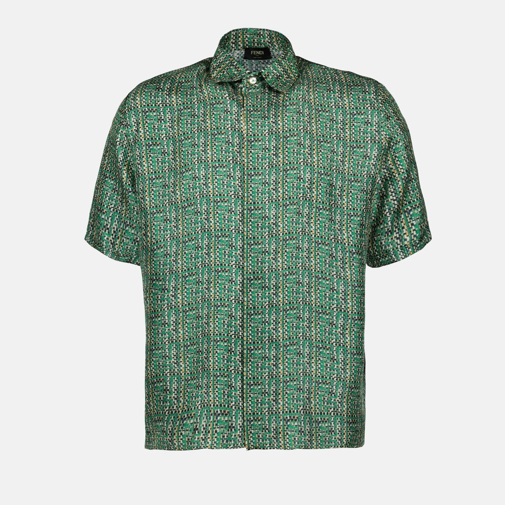 Camisas Chemise FF en soie Fendi Verde Homme