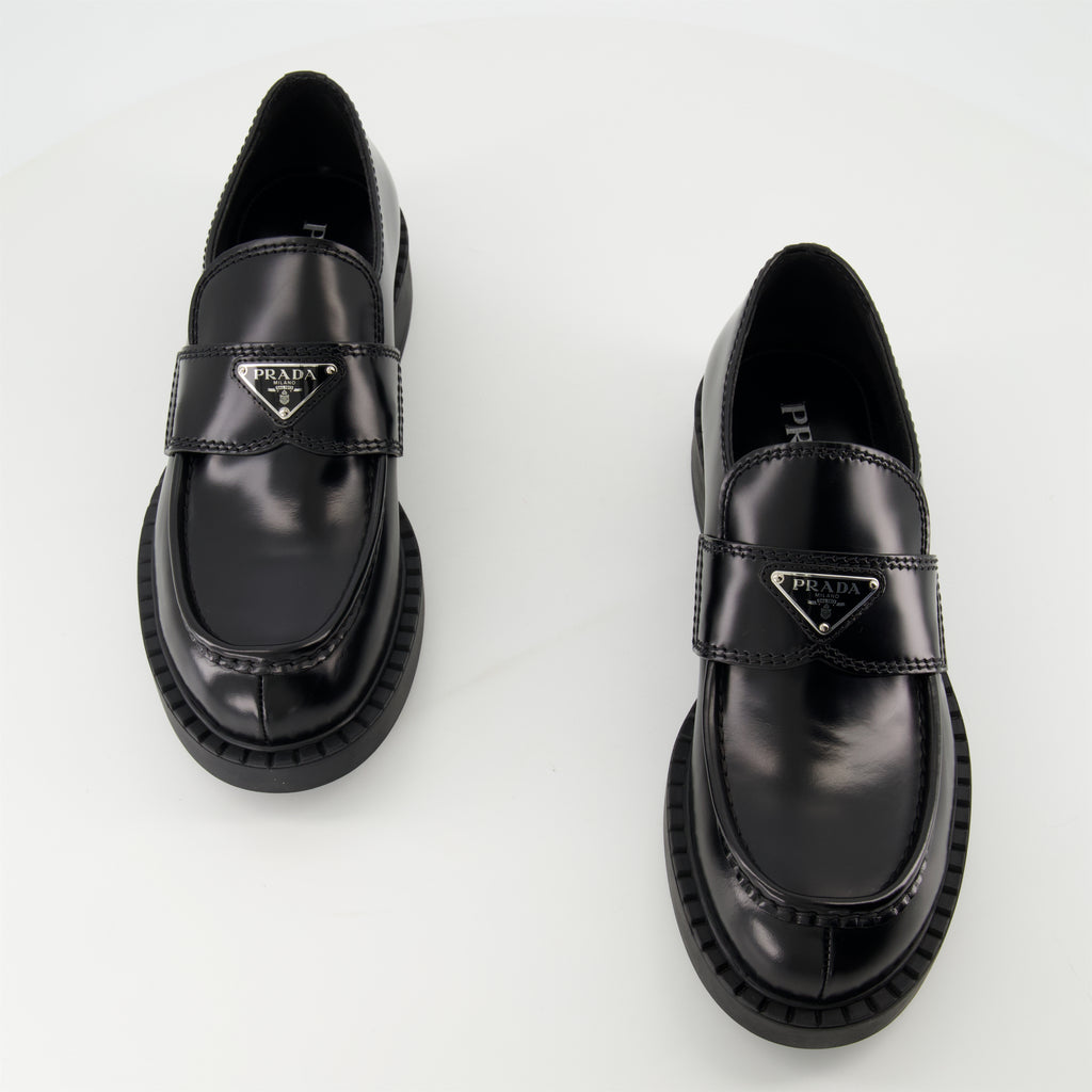 Mocassins Mocassins Chocolate en cuir Prada Noir Homme