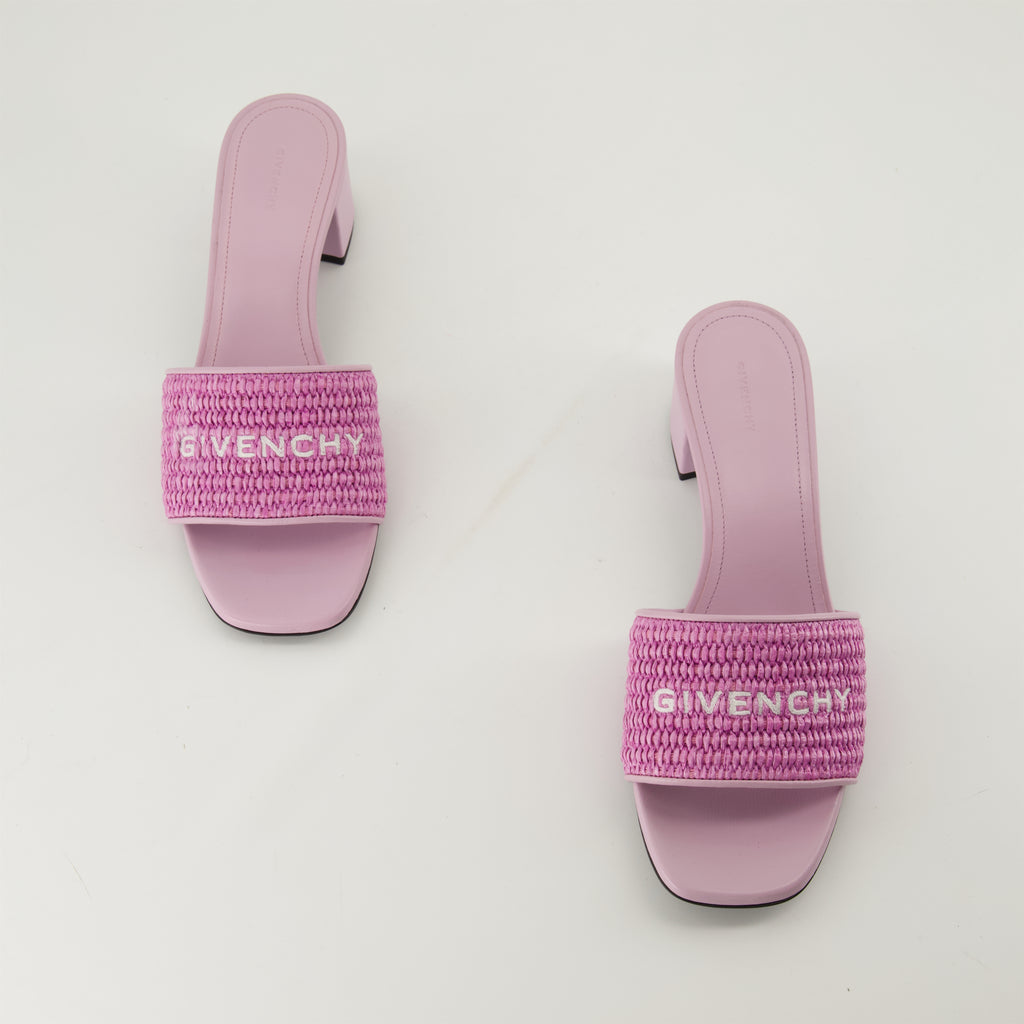 Chaussures ouvertes Mules 4G en raphia Givenchy Violet Femme