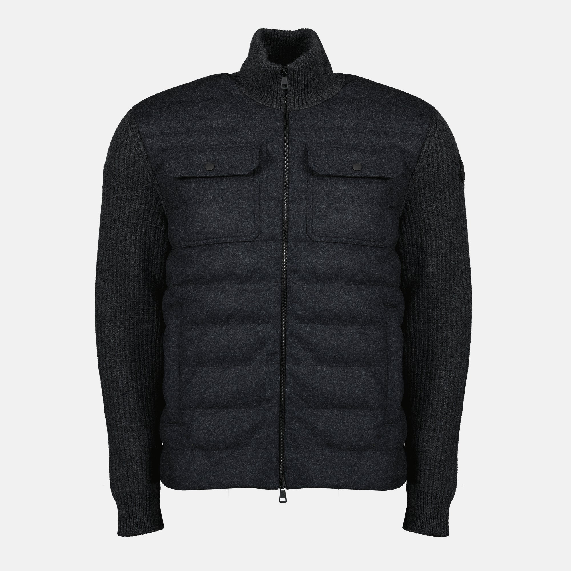 Image de l'article Cardigan zippé matelassé en laine gris de la marque Moncler pour Homme - Saison Automne-Hiver 2025 - Vue de Face