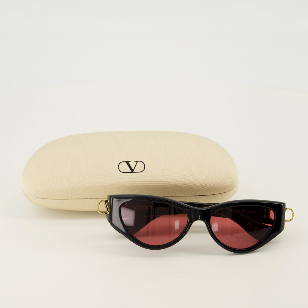 Lunettes Black Cat-Eye Sunglasses in Acetate Valentino Garavani Noir Femme