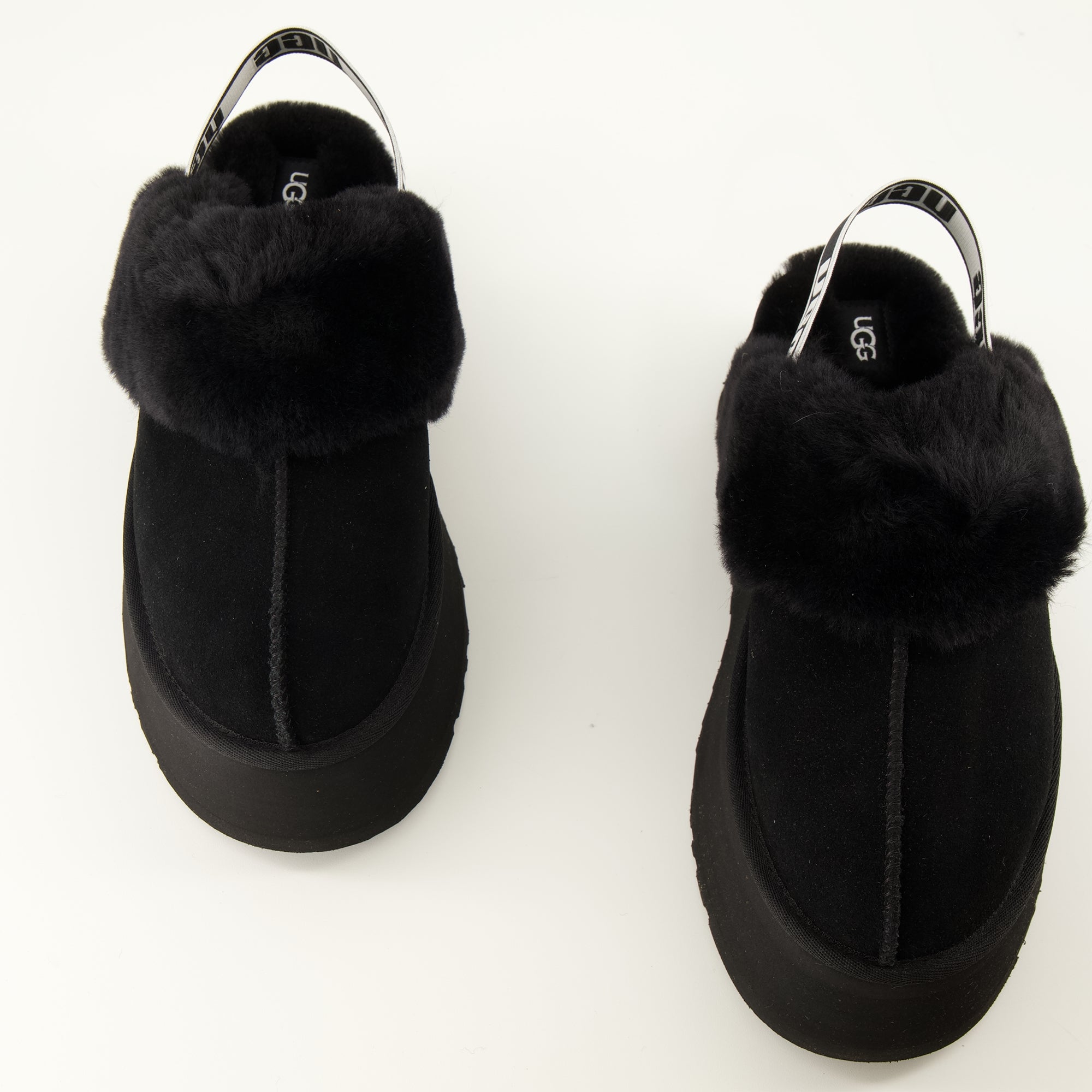 Chaussures ouvertes Funkette Schwarze Hausschuhe Ugg Noir Femme