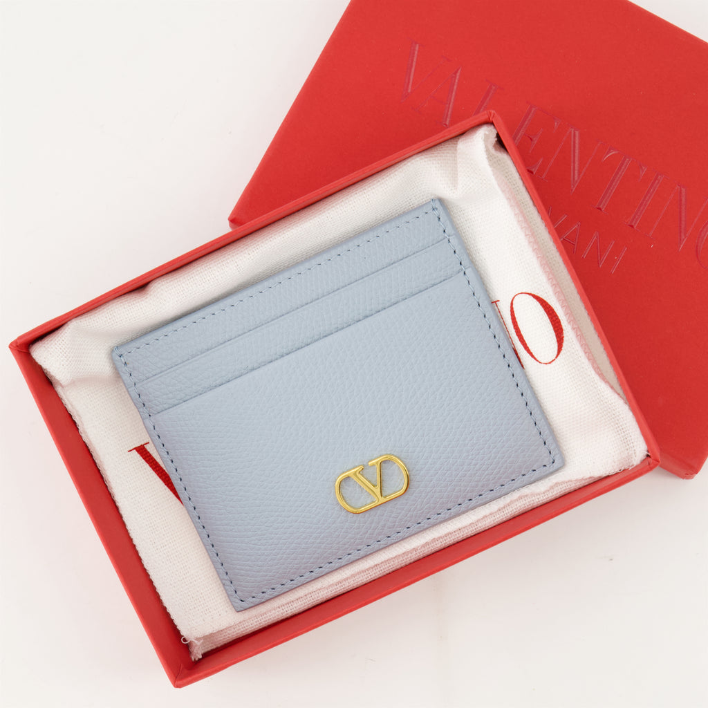 Pequenos artigos de couro Carteira de Cartões VLogo Valentino Garavani Azul Femme