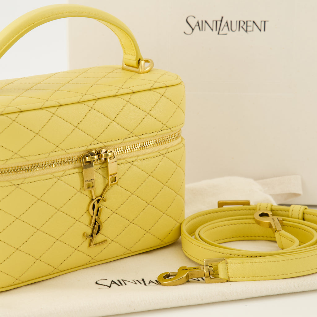 Sacs bandoulière Sac Gaby Vanity jaune en cuir d'agneau Saint Laurent Jaune Femme