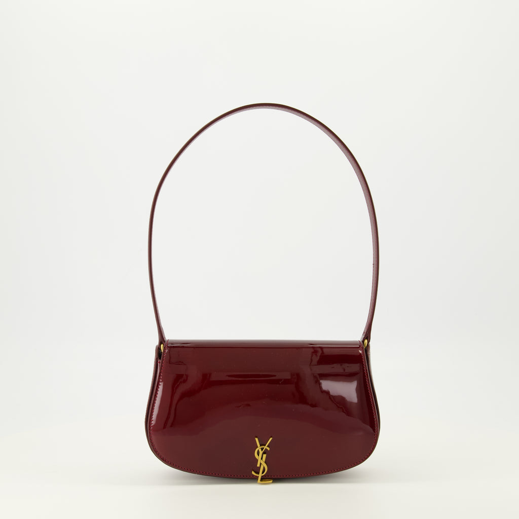 Image de l'article Sac Voltaire en cuir verni bordeaux de la marque Saint Laurent pour Femme - Saison Automne-Hiver 2025 - Vue de Face