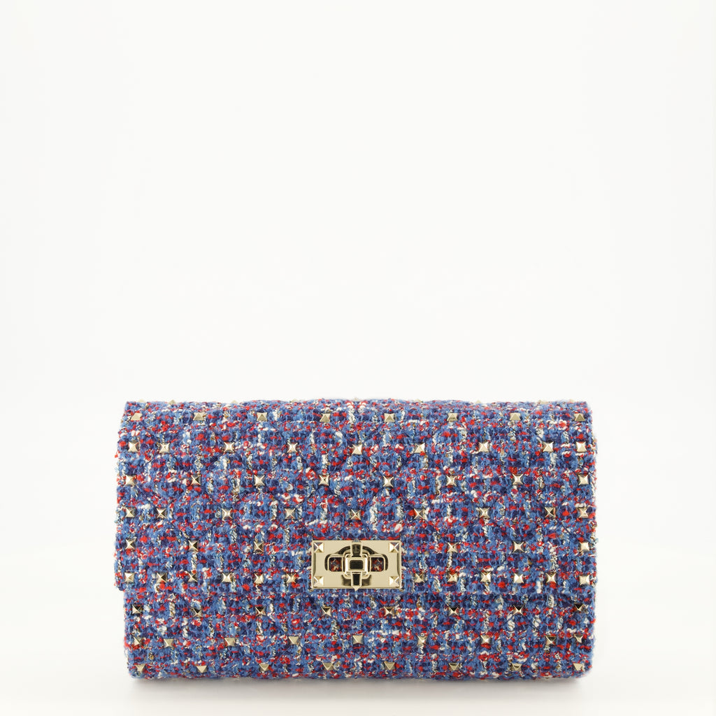 Sacs à main et épaule Rockstud Spike Tweed Pouch Valentino Garavani Violet Femme