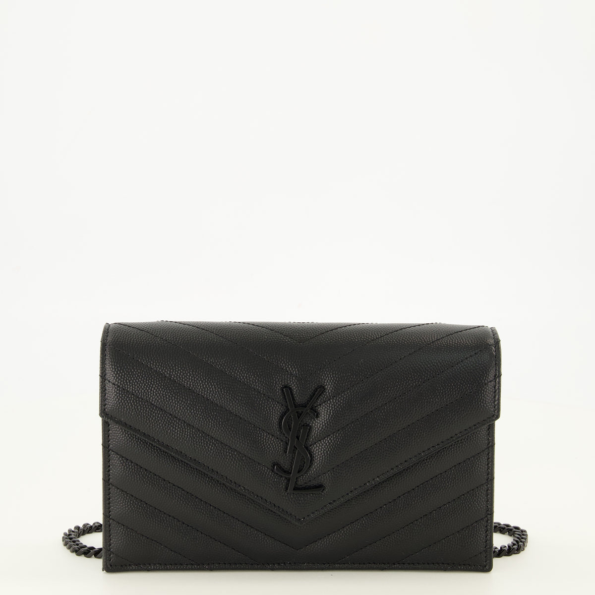 Sacs à main et épaule Cassandre Envelope Chain Wallet noir Saint Laurent Noir Femme