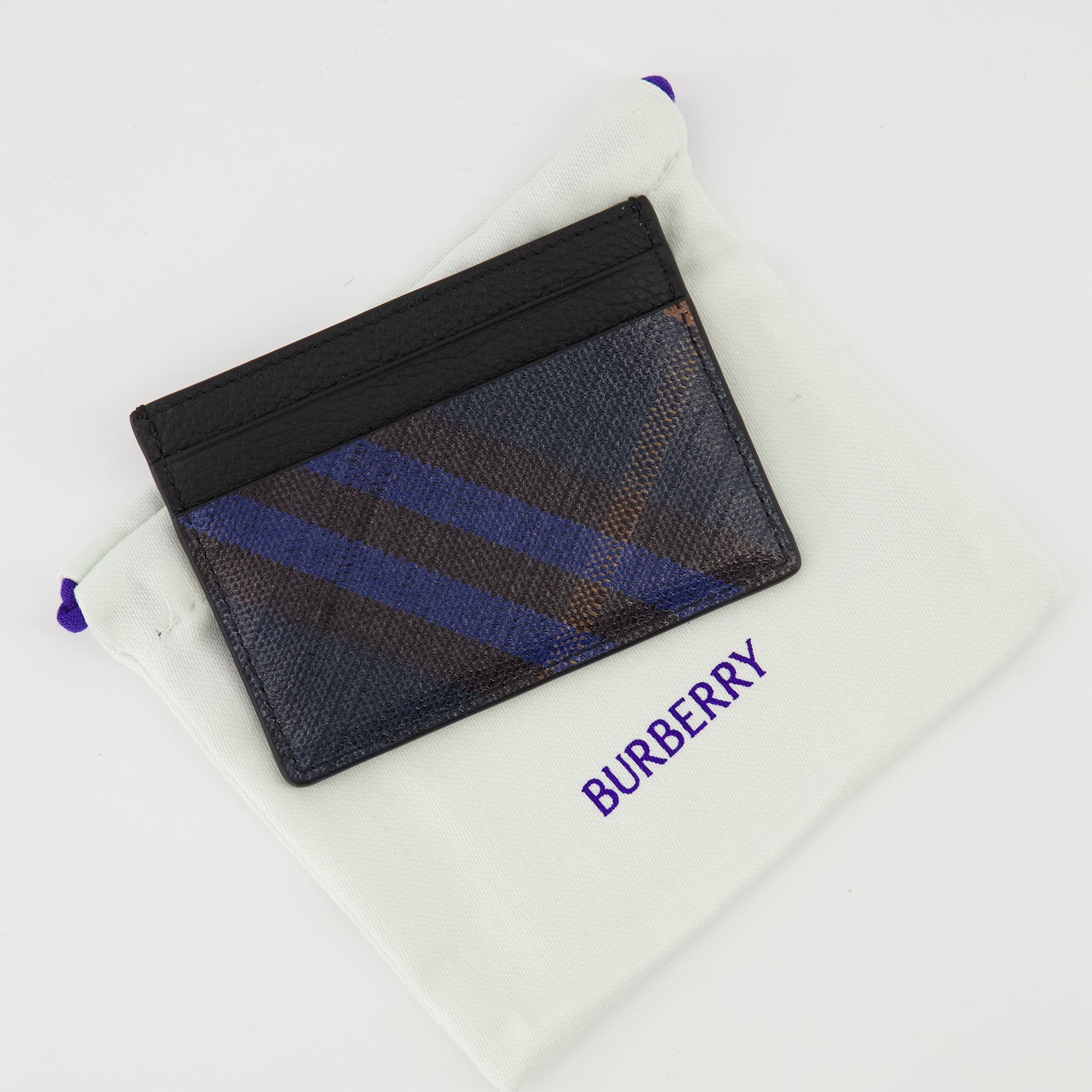 Small leather goods Check Card Holder Burberry Dark blue Men