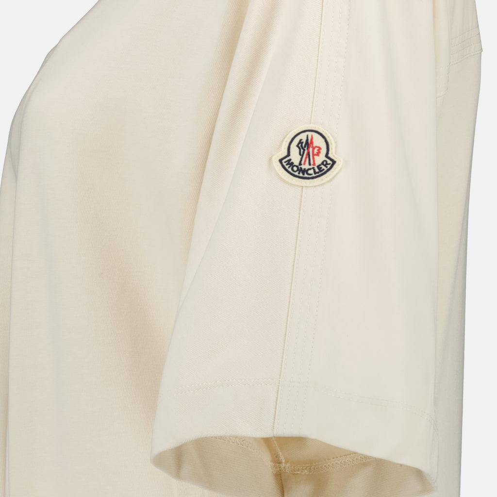 Robes Vestido Mini de Algodón Beige con Cinturón Moncler Beige Femme