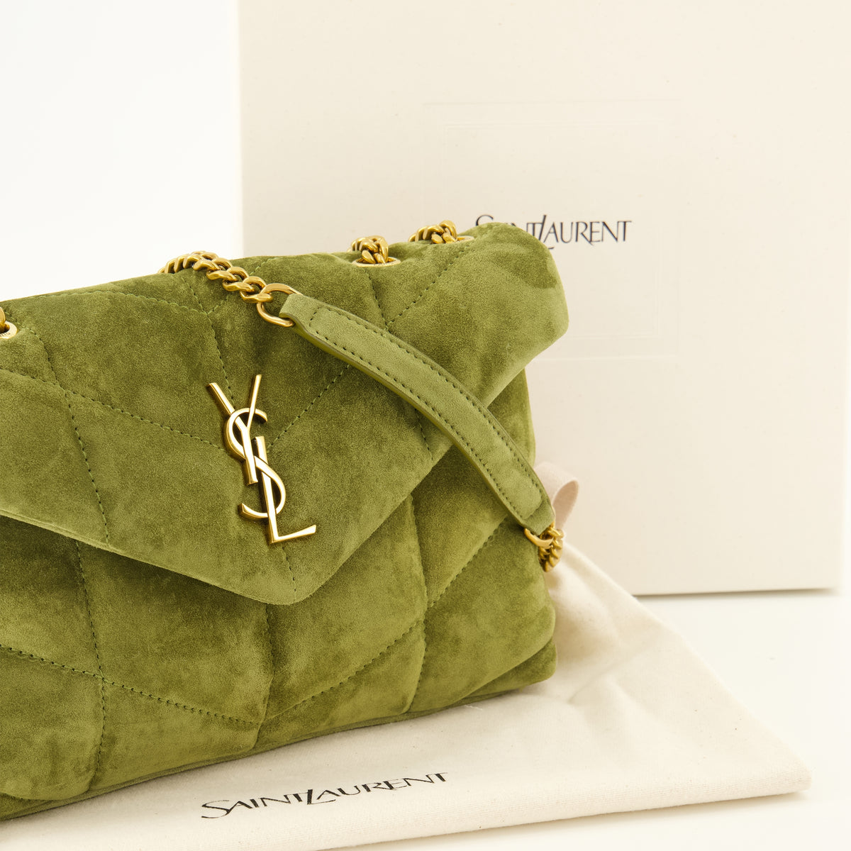 Sacs à main et épaule Borsa Puffer Giocattolo in Suede Verde Saint Laurent Vert Femme