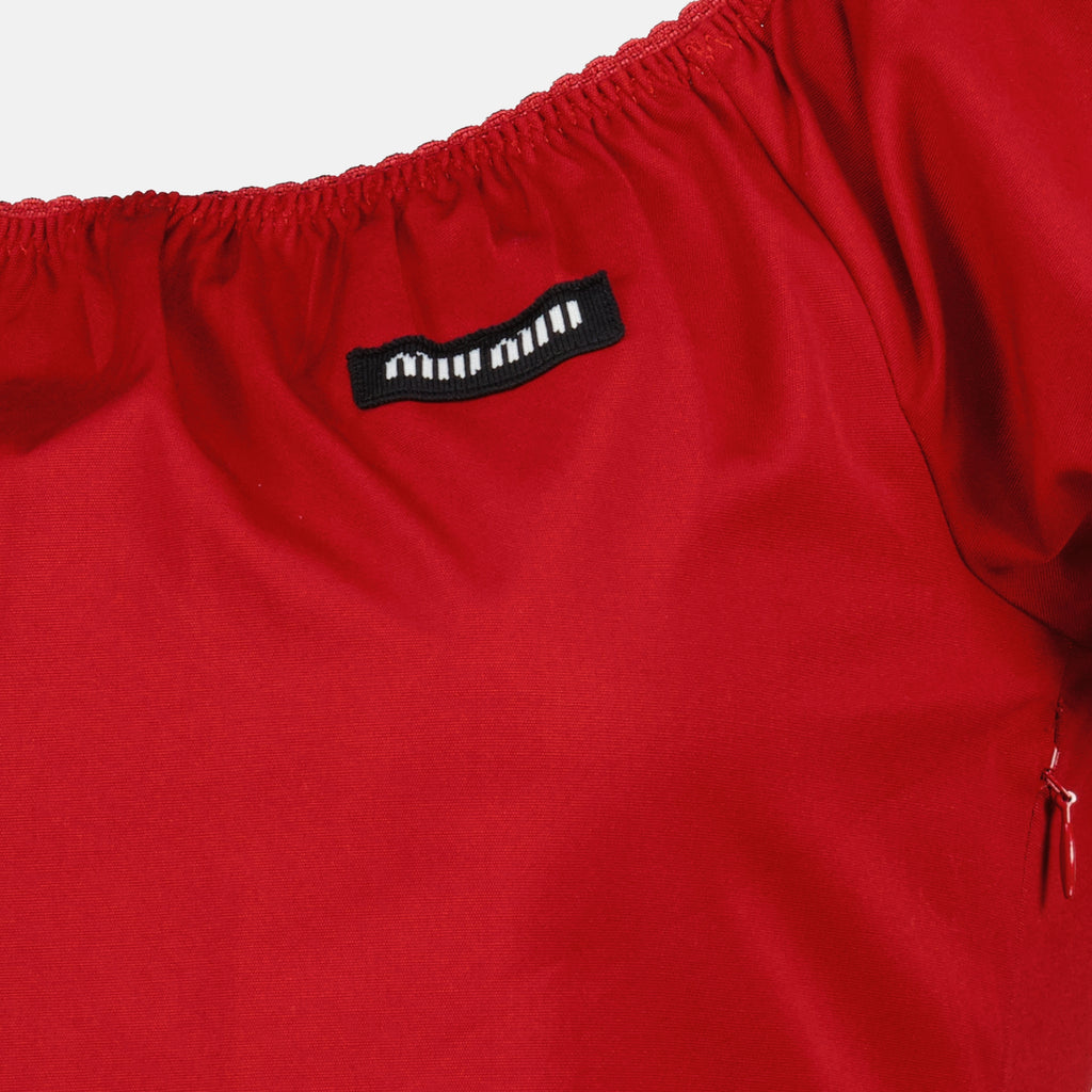 Image de l'article Robe en gabardine de coton rouge de la marque Miu Miu pour Femme - Saison Printemps-Été 2026 - Vue détaillée_1