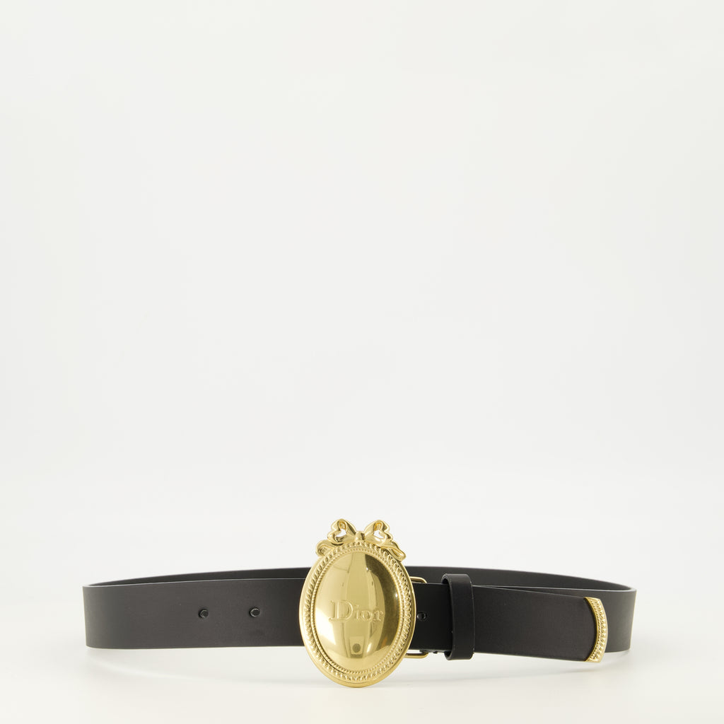 Ceintures Schwarzer Leder-Medaillon-Gürtel Dior Noir Homme