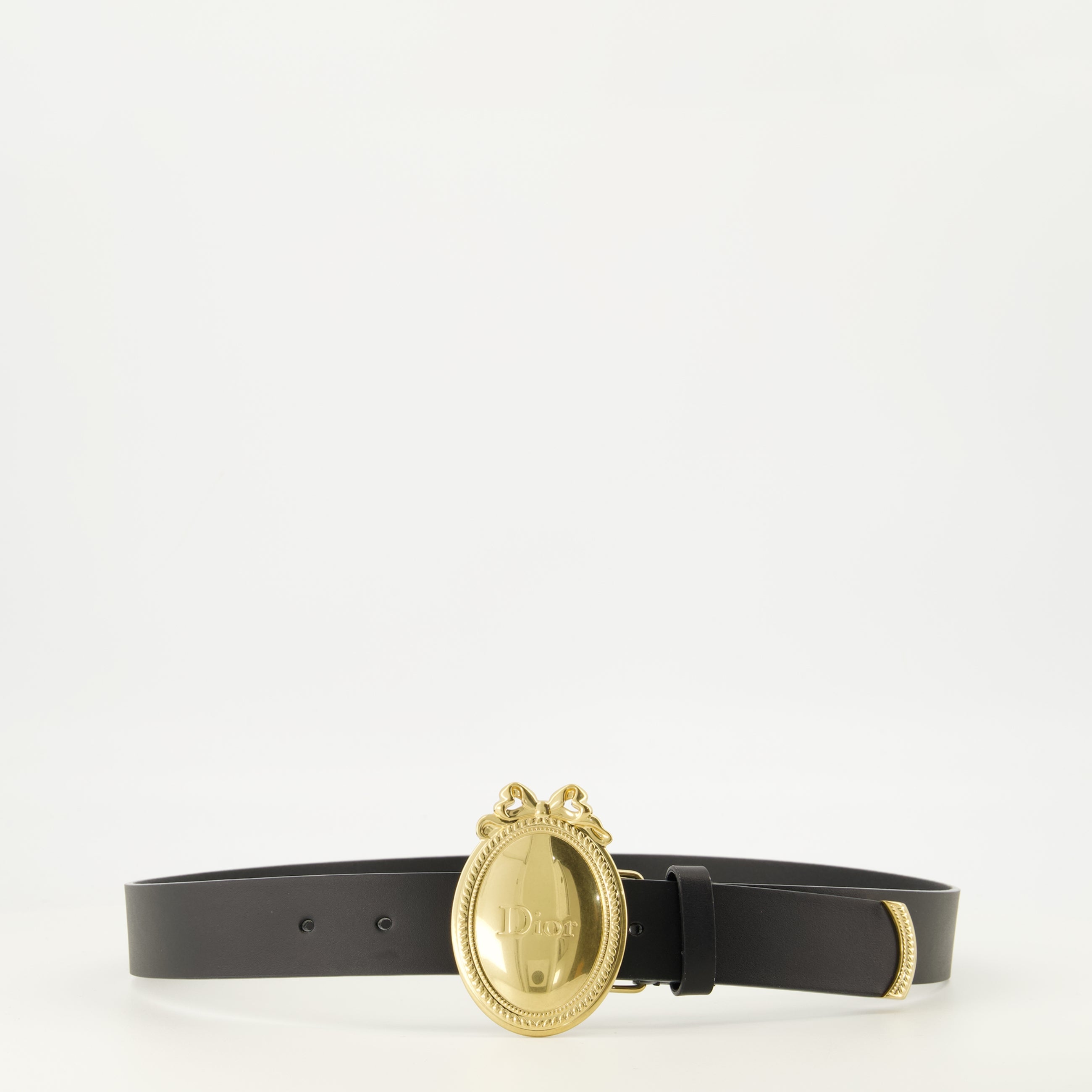 Ceintures Schwarzer Leder-Medaillon-Gürtel Dior Noir Homme