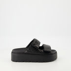 Sapatos abertos Mules de Couro Matelassé Prada Preto Femme