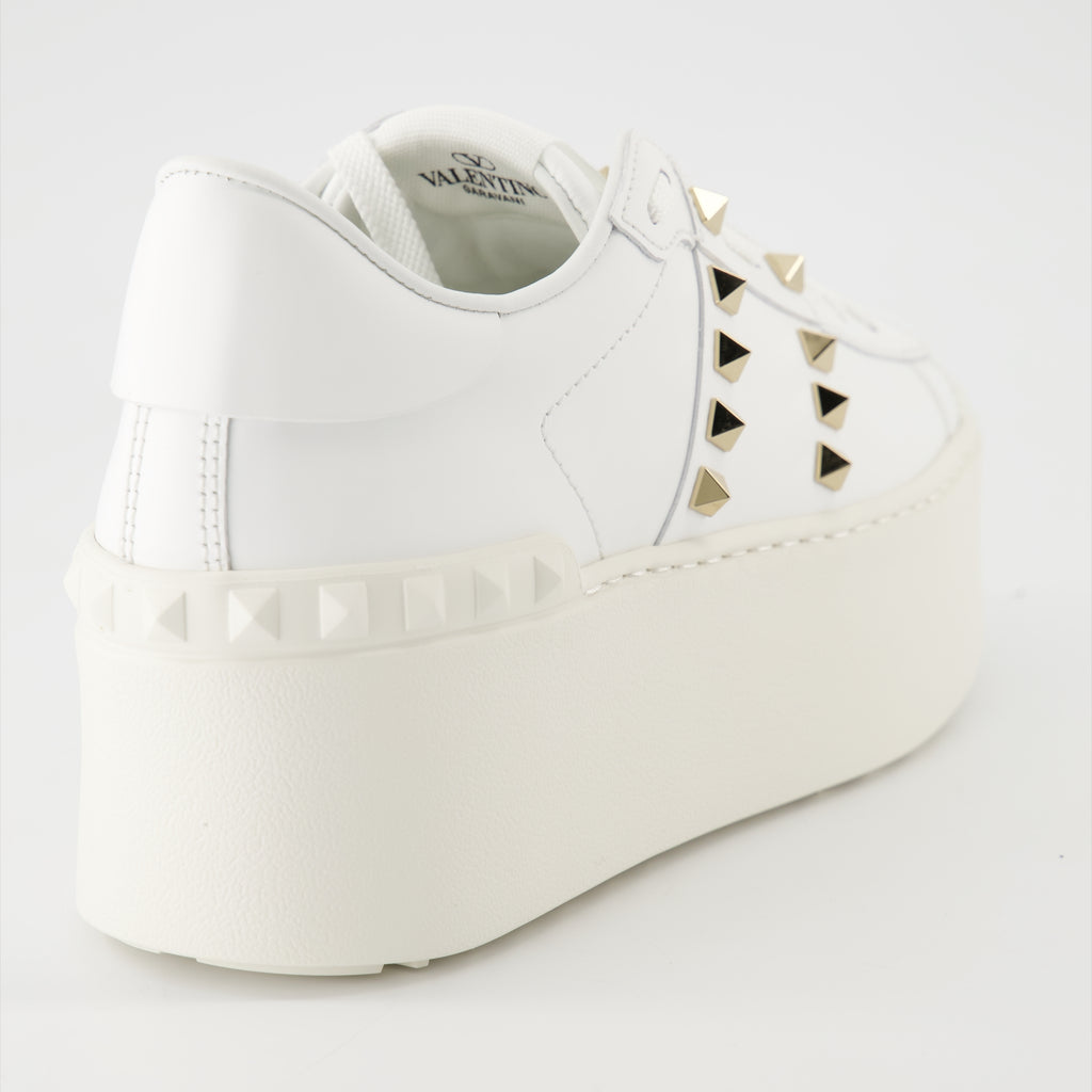 Sneaker Baskets Rockstud Untitled Flatform Valentino Garavani Weiß Femme