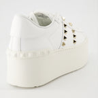 Sneaker Baskets Rockstud Untitled Flatform Valentino Garavani Weiß Femme