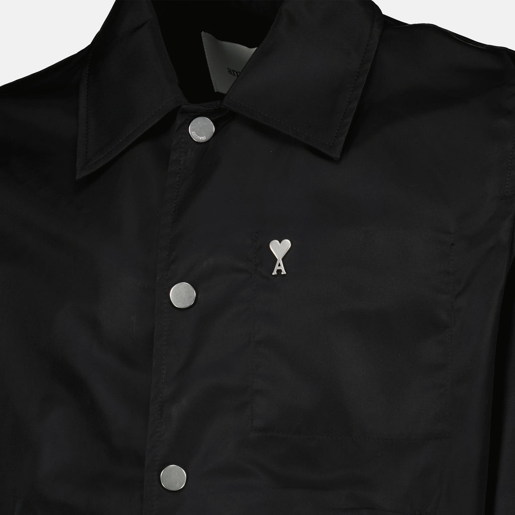 Bild der schwarzen Nylonjacket von der Marke Ami PARIS für Unisex - Frühling-Sommer 2026 - Detaillierte Ansicht_2