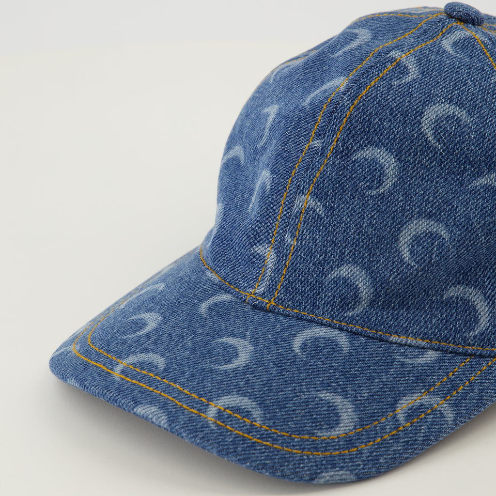 Image of the Moon Denim Cap by Marine Serre for Unisex - Autumn-Winter 2025 Season - Detailed View_3
