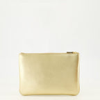 Pochettes VLogo Lamé Leder Pouch Valentino Garavani Doré Femme