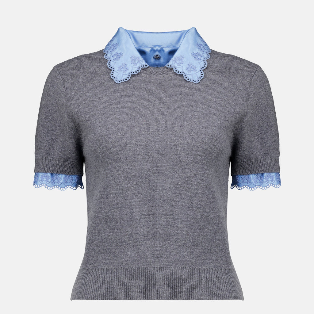 Maille Gray Short Sleeve Sweater Rabanne Gris Femme