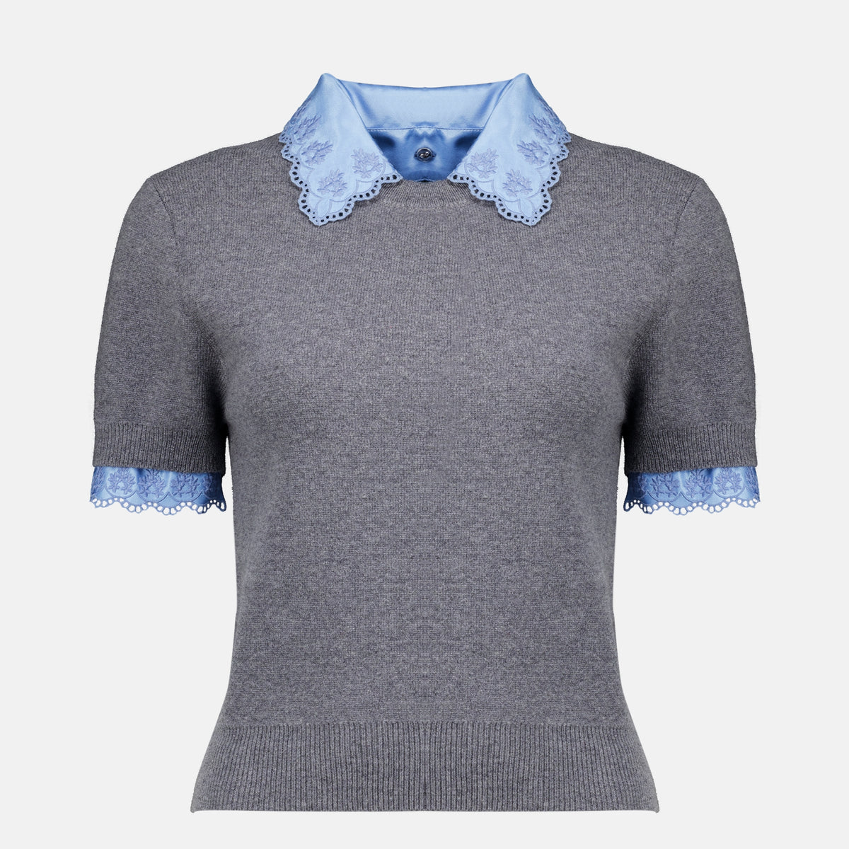 Maille Gray Short Sleeve Sweater Rabanne Gris Femme