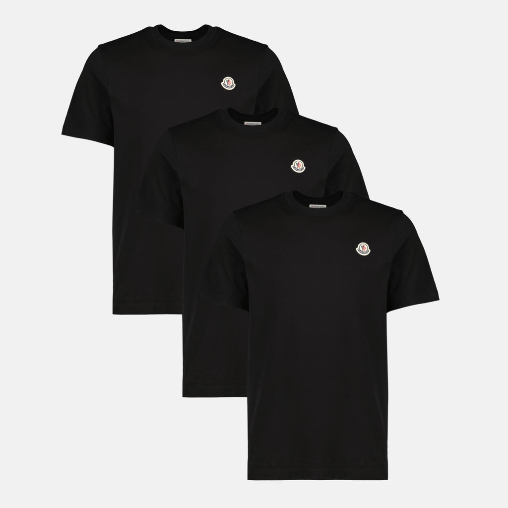 Image de l'article Lot de trois t-shirts noir de la marque Moncler pour Homme - Saison Printemps-Été 2026 - Vue de Face