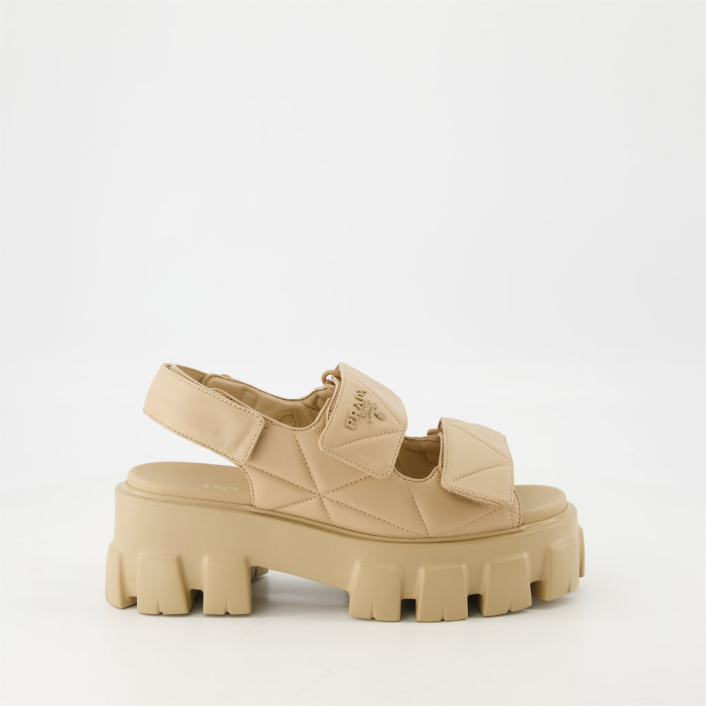 Scarpe aperte Sandali in Pelle Trapuntata Prada Beige Femme