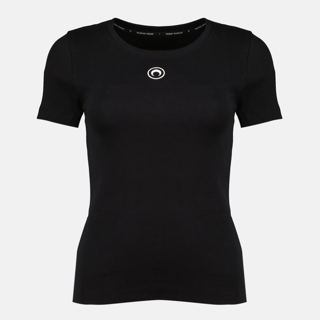 Image of the Women's Black Moon T-shirt by Marine Serre - Fall-Winter 2025 - Front View