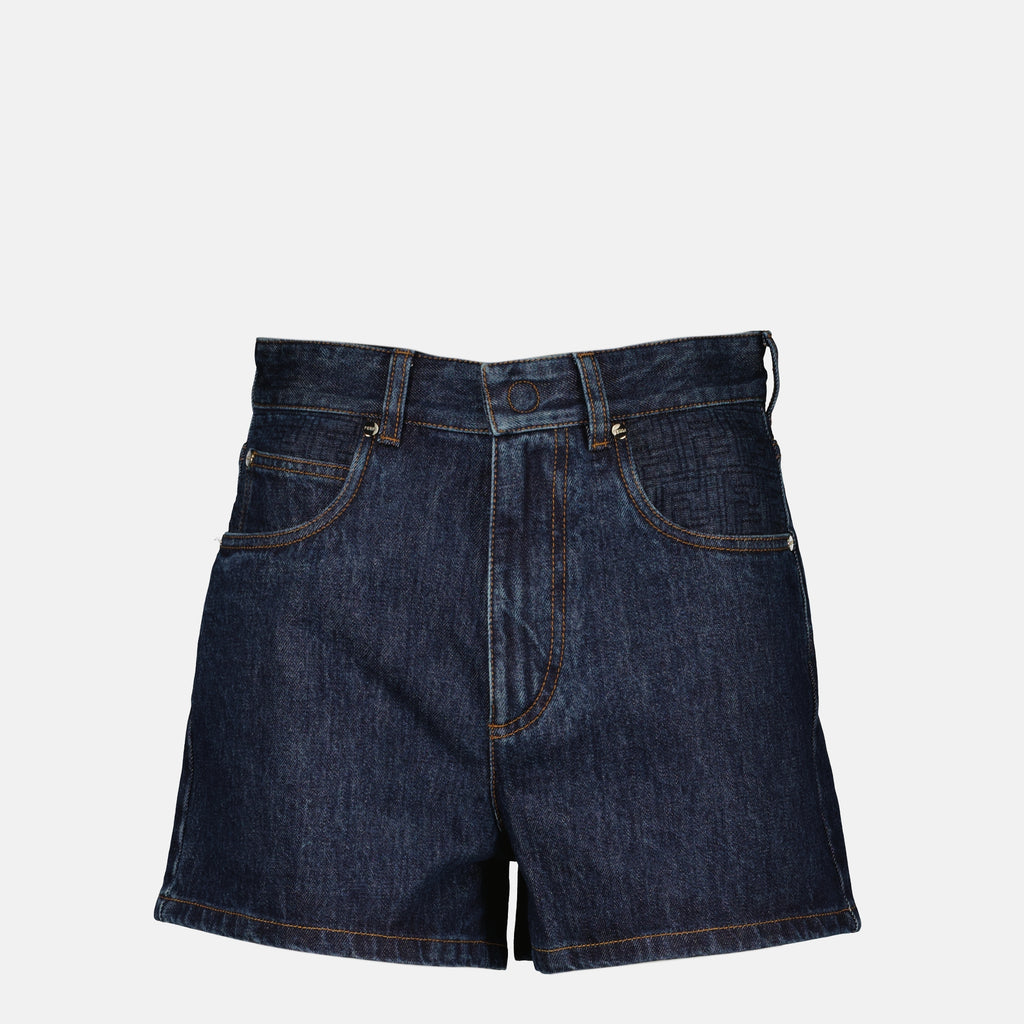 Immagine dei pantaloni shorts in denim blu del marchio Fendi per donna - Primavera-Estate 2026 - Vista frontale