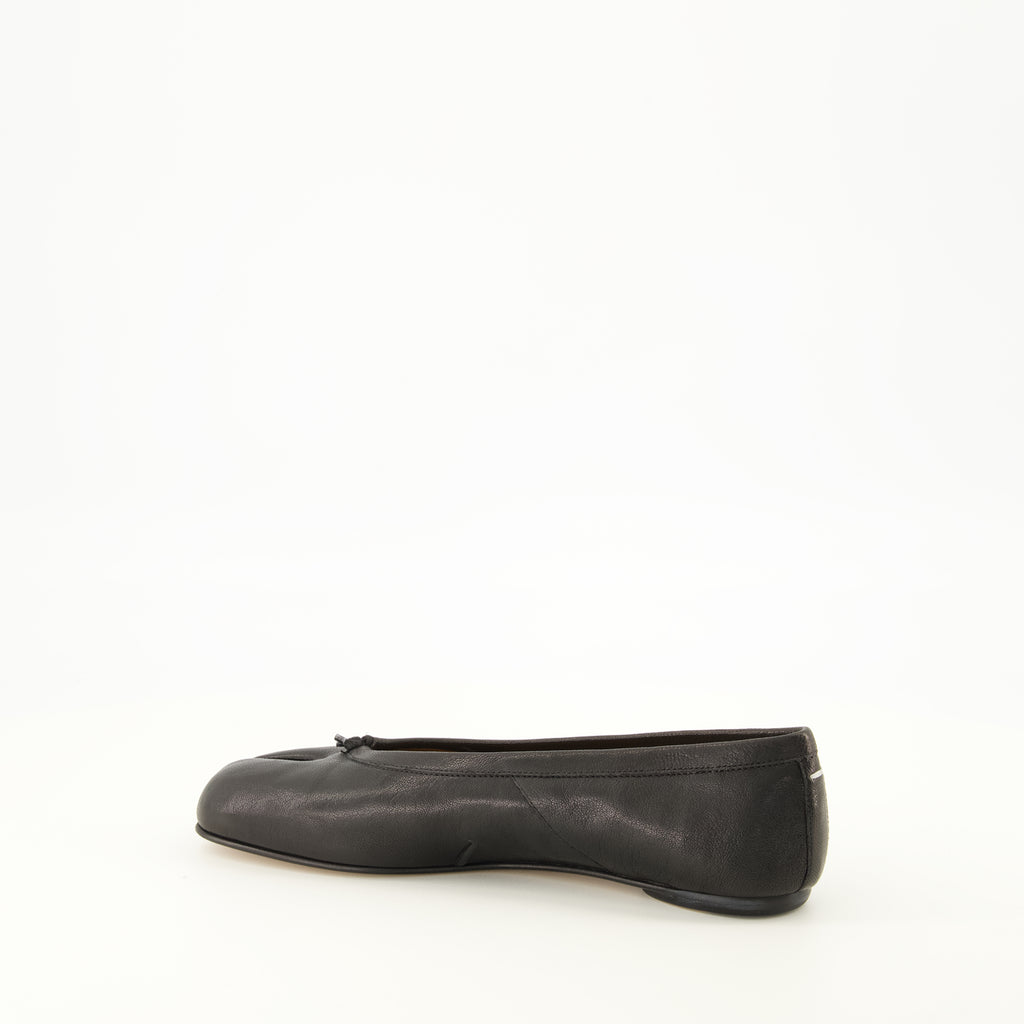 Chaussures plates 블랙 가죽 타비 플랫 Maison Margiela Noir Femme