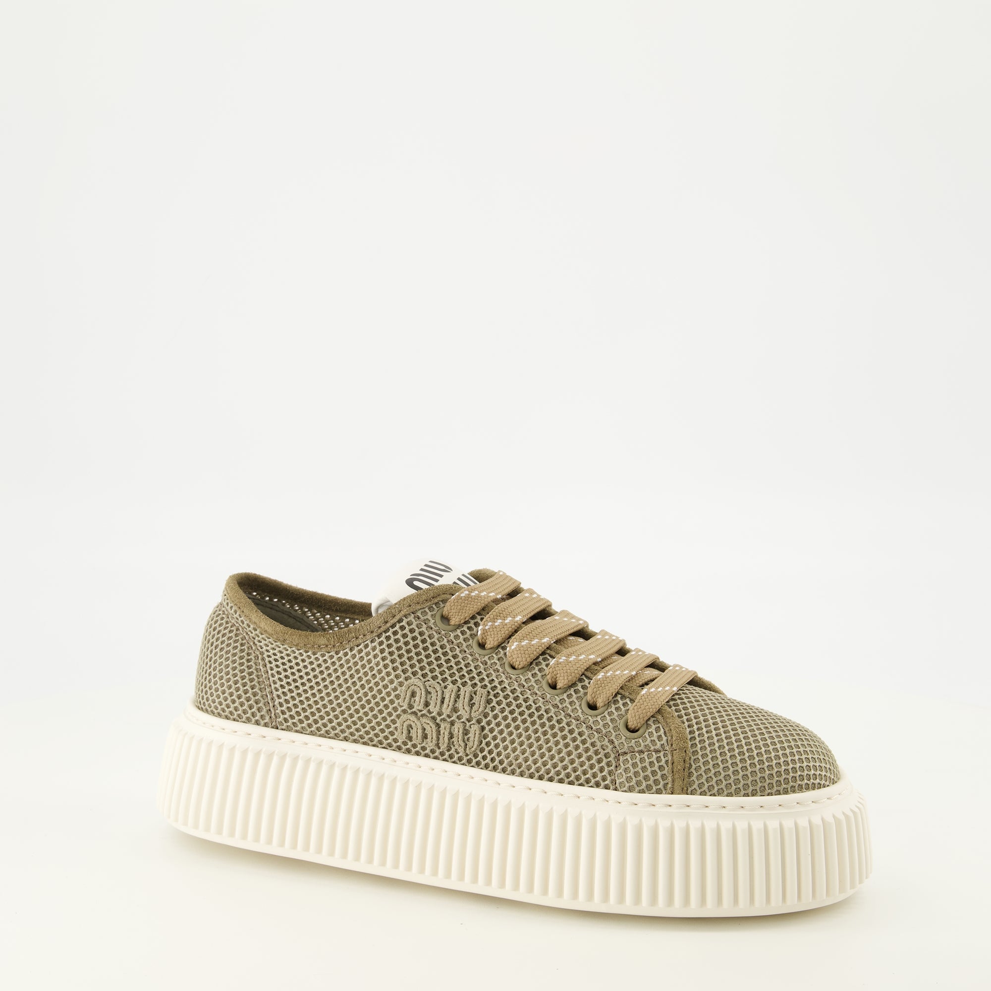 Baskets Baskets en mesh à plateforme marron Miu Miu Kaki Femme