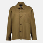 Imagem da camisa em gabardine caqui da marca Saint Laurent para Mulher - Outono-Inverno 2025 - Vista Frontal