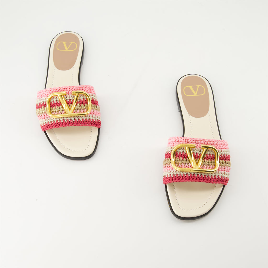 Sapatos abertos Chinelos de Crochê VLogo Valentino Garavani Rosa Femme