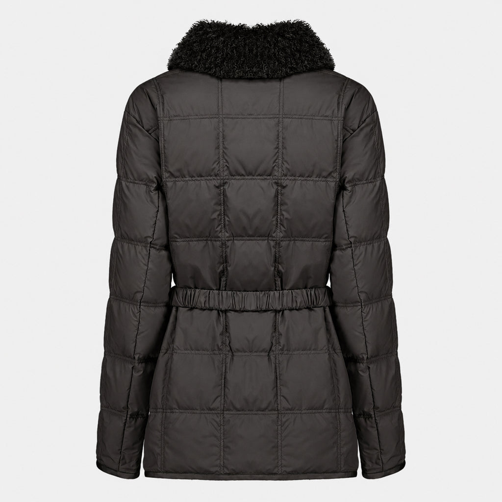 Manteaux Giacca in piuma nera con cintura Moncler Noir Femme