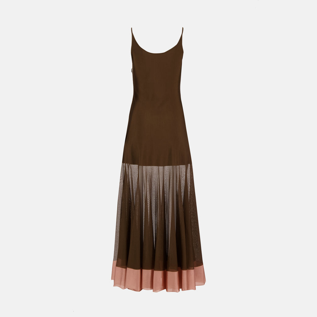 Vestidos Vestido de Tecido Fendi Marrom Femme