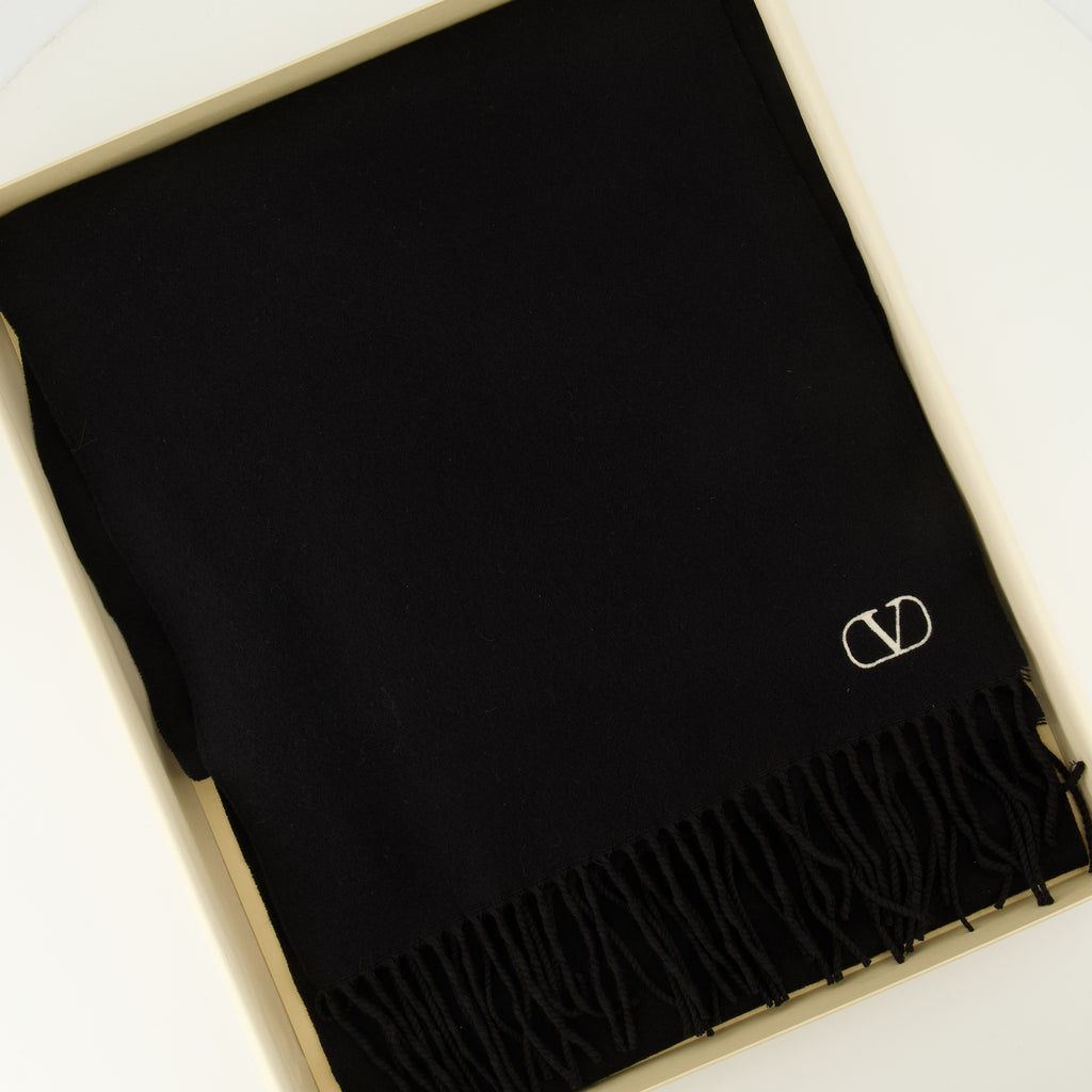 Écharpes, foulards et gants Cachecol de Lã VLogo Preto Valentino Garavani Noir Homme