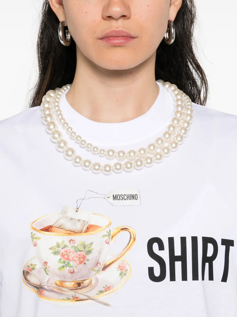 Immagine della T-shirt stampata del marchio Moschino per Donna - Stagione Autunno-Inverno 2025 - Vista Dettagliata_5
