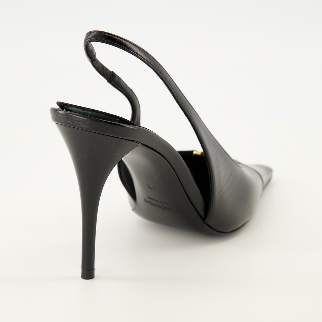 Image de l'article Escarpins Babylone en cuir noir de la marque Saint Laurent pour Femme - Saison Printemps-Été 2026 - Vue arrière