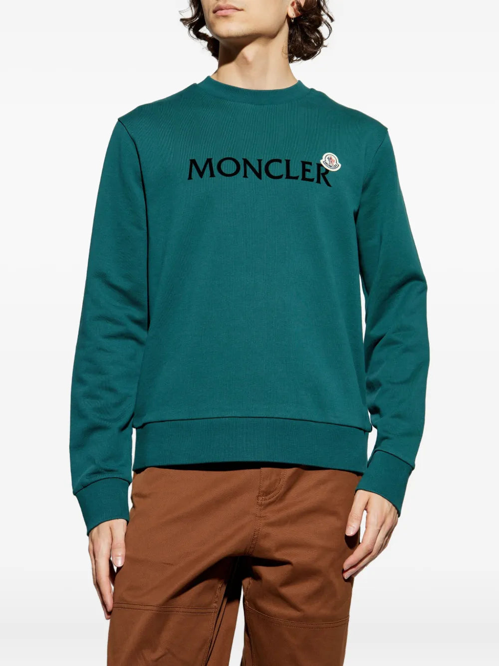 Felpe Felpa con Logo Moncler Verde Uomini