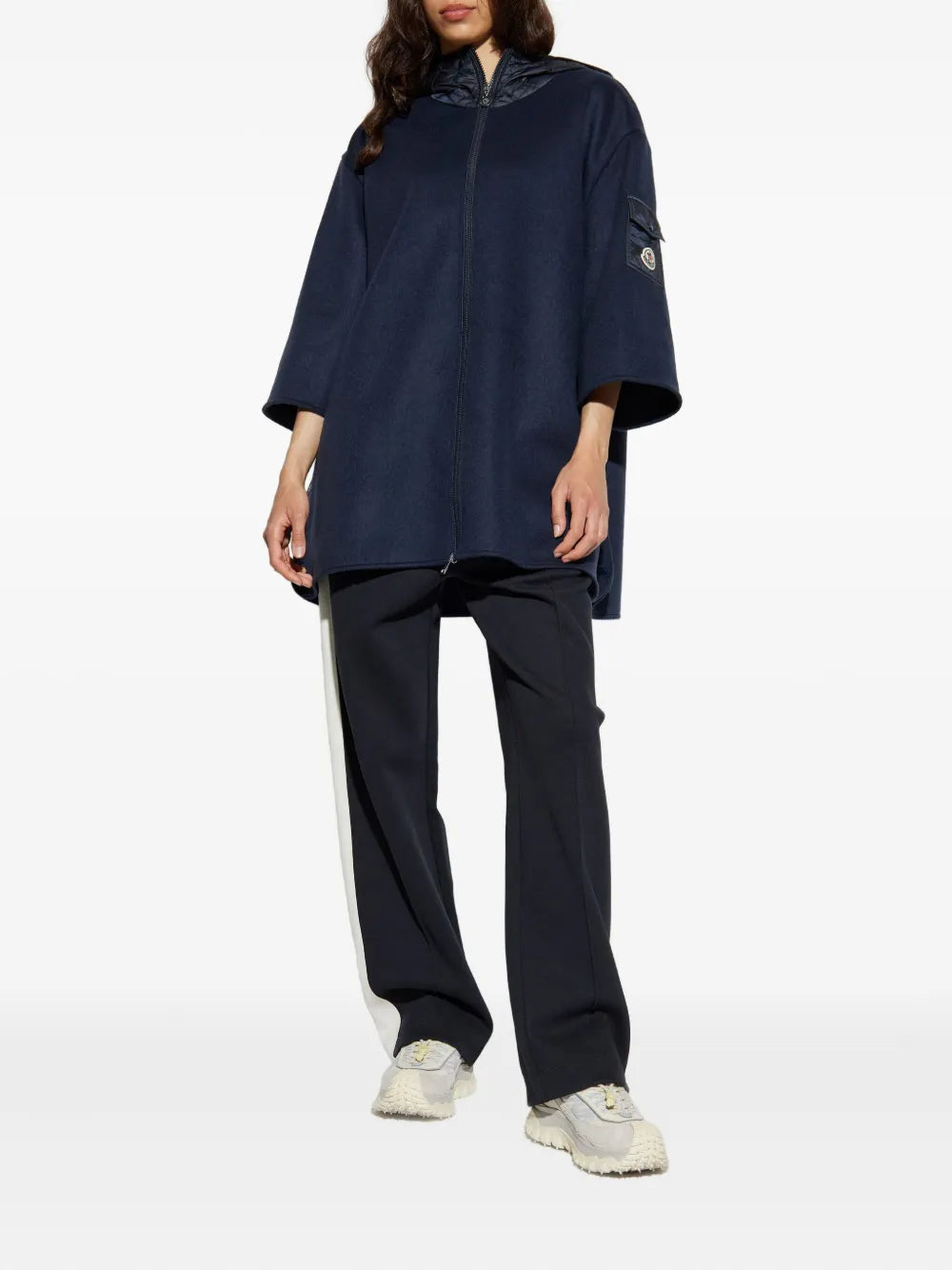 Vestes Cape zippée en laine Moncler Bleu foncé Femme