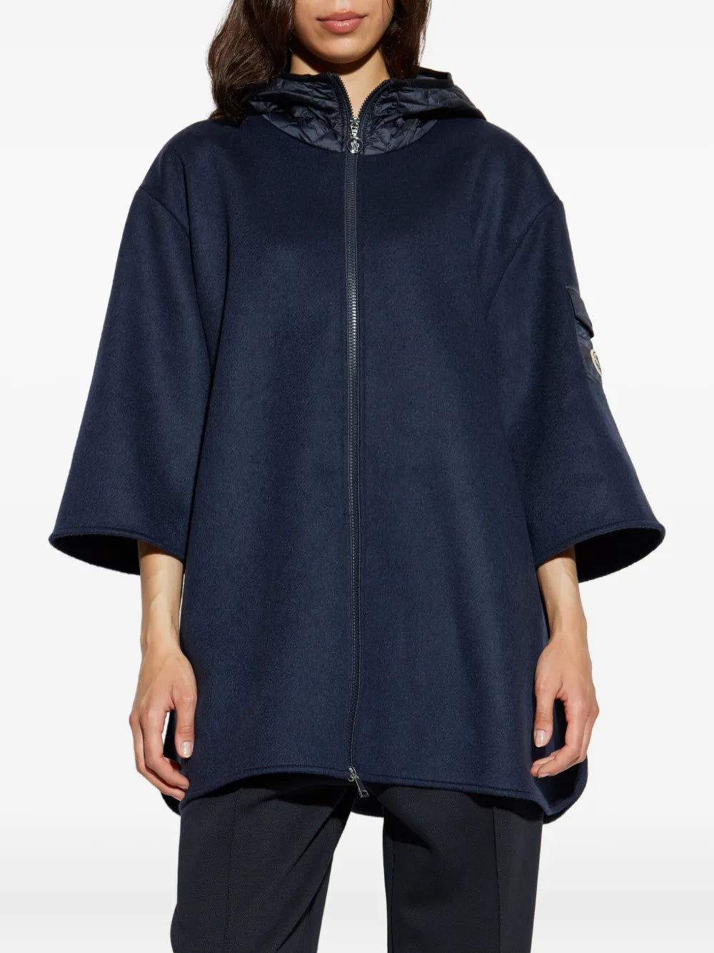 Vestes Cape zippée en laine Moncler Bleu foncé Femme