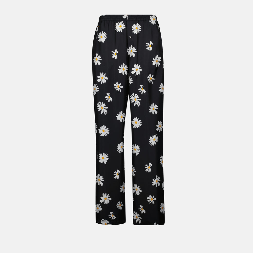 Pantalons Pantalon noir à fleurs Moschino Noir Femme