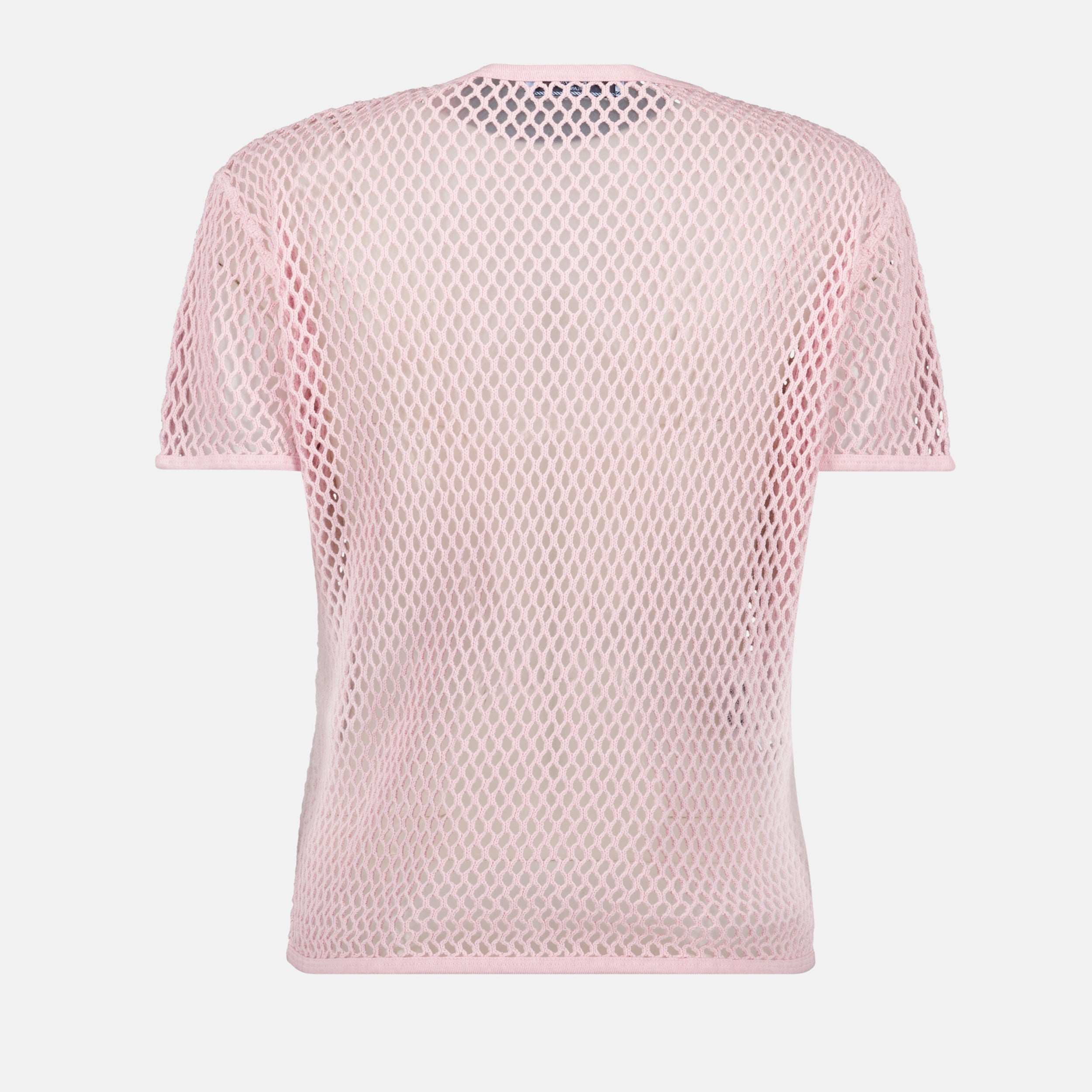 T-shirt Top in Mesh di Cotone Prada Rosa Femme