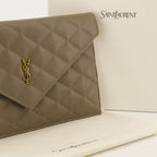 Pochettes Pochette Paris in Pelle Beige Saint Laurent Beige Femme