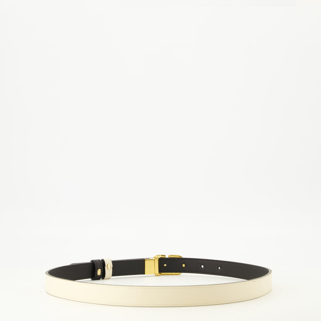 Ceintures Cintura VLogo Reversibile in Bianco e Nero 20 mm Valentino Garavani Blanc Femme