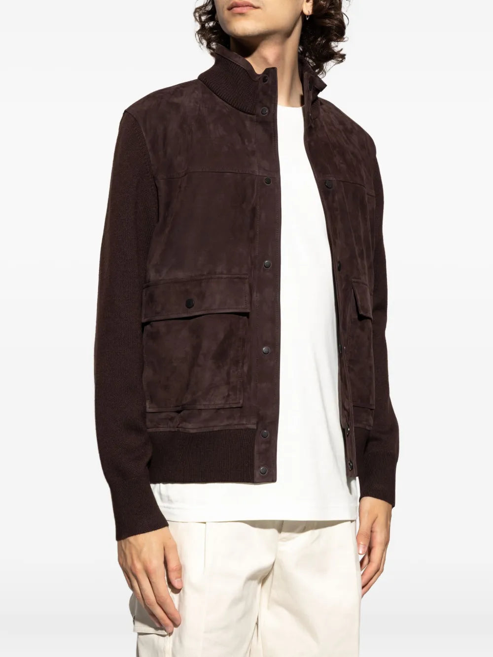 Image de l'article Cardigan en laine et daim de la marque Moncler pour Homme - Saison Automne-Hiver 2025 - Vue détaillée_1