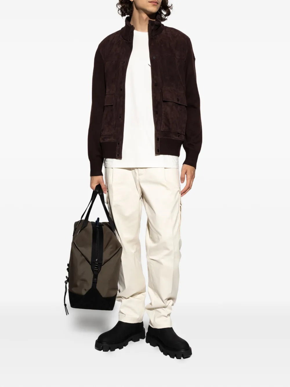 Image de l'article Cardigan en laine et daim de la marque Moncler pour Homme - Saison Automne-Hiver 2025 - Vue de Dos