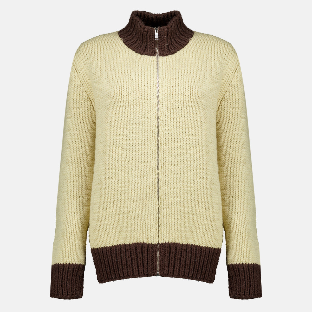 Maille Zipped Wool Cardigan Prada Marron Femme
