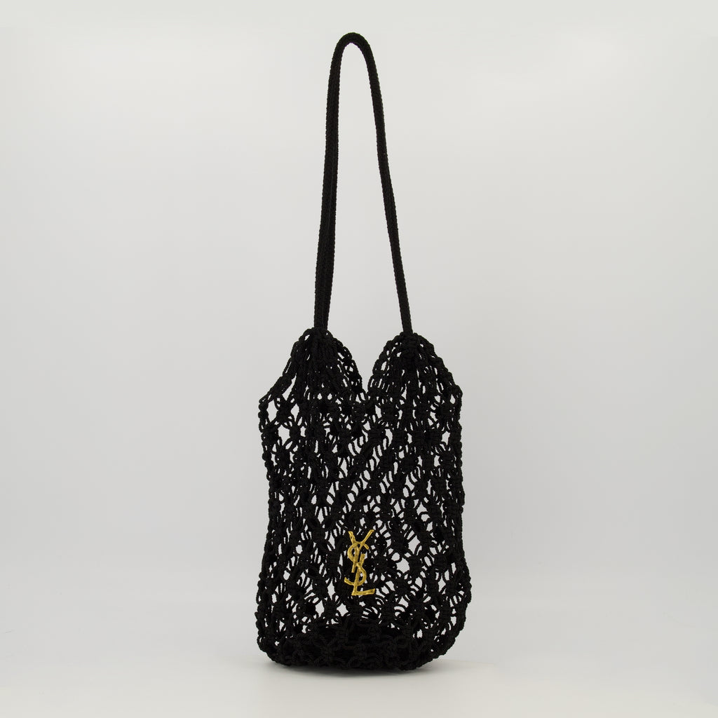 Immagine della borsa in crochet nera del marchio Saint Laurent per Donna - Stagione Autunno-Inverno 2025 - Vista Frontale